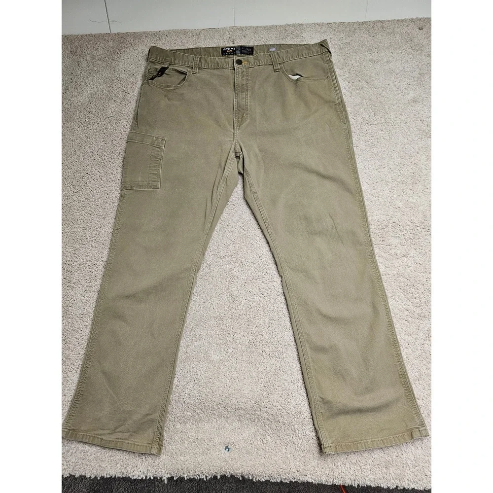 Ariat Rebar M4 Relaxed Straight Leg Work Pants Mens 42x32 Olive Drab Canvas